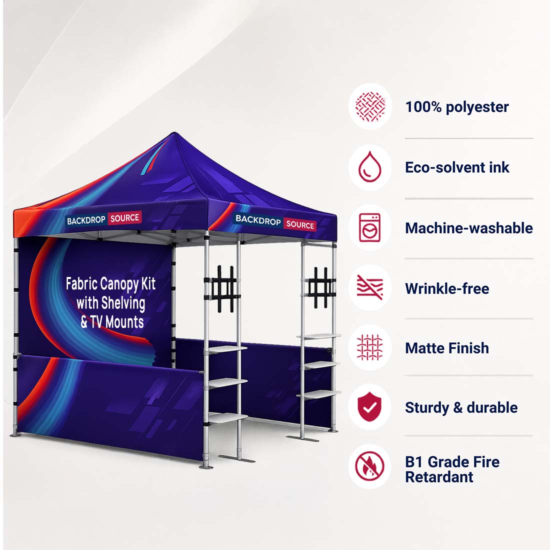 3m x 3m Fabric Canopy Kit A1 with Tent Display Shelves