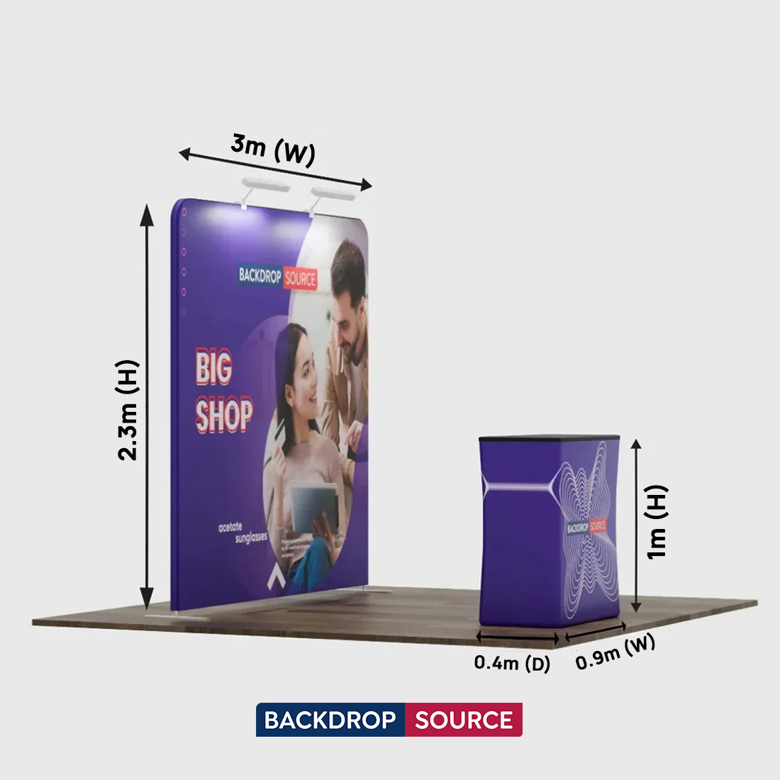 3m x 3m Straight Exhibit Pro 3-in-1 Display Kit with Hard Podium Case