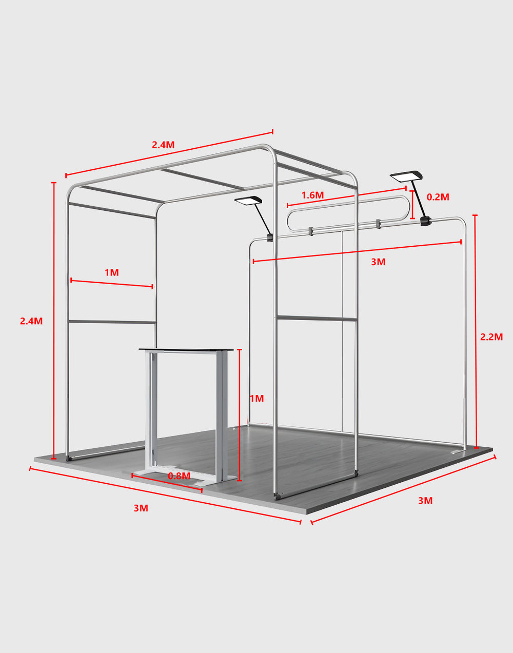 3x3m Square Arch Booth Kit with Backlit Lightbox Counter