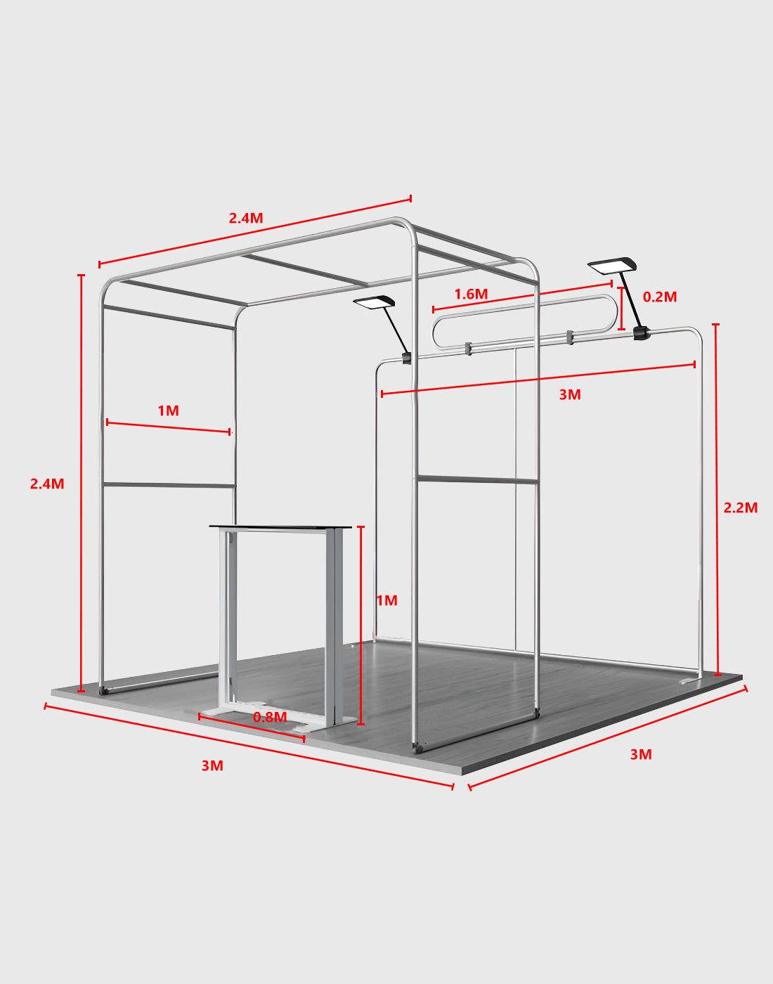 3x3m Square Arch Booth Kit with Backlit Lightbox Counter