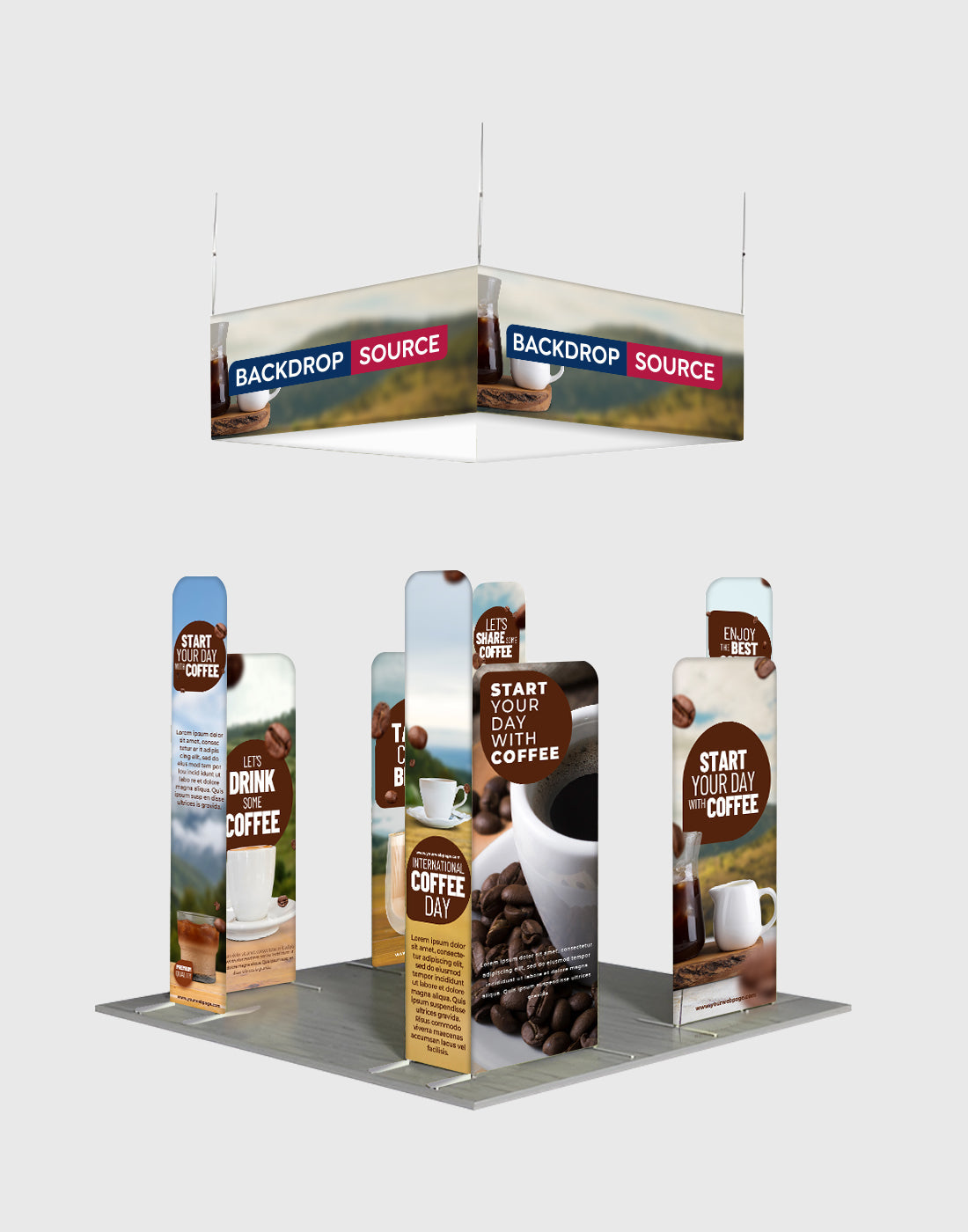 3x3m Magnetic Wall Booth Kit with 4-Sided Hanging Banner