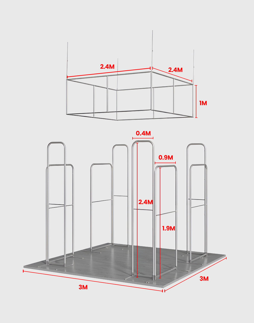 3x3m Magnetic Wall Booth Kit with 4-Sided Hanging Banner
