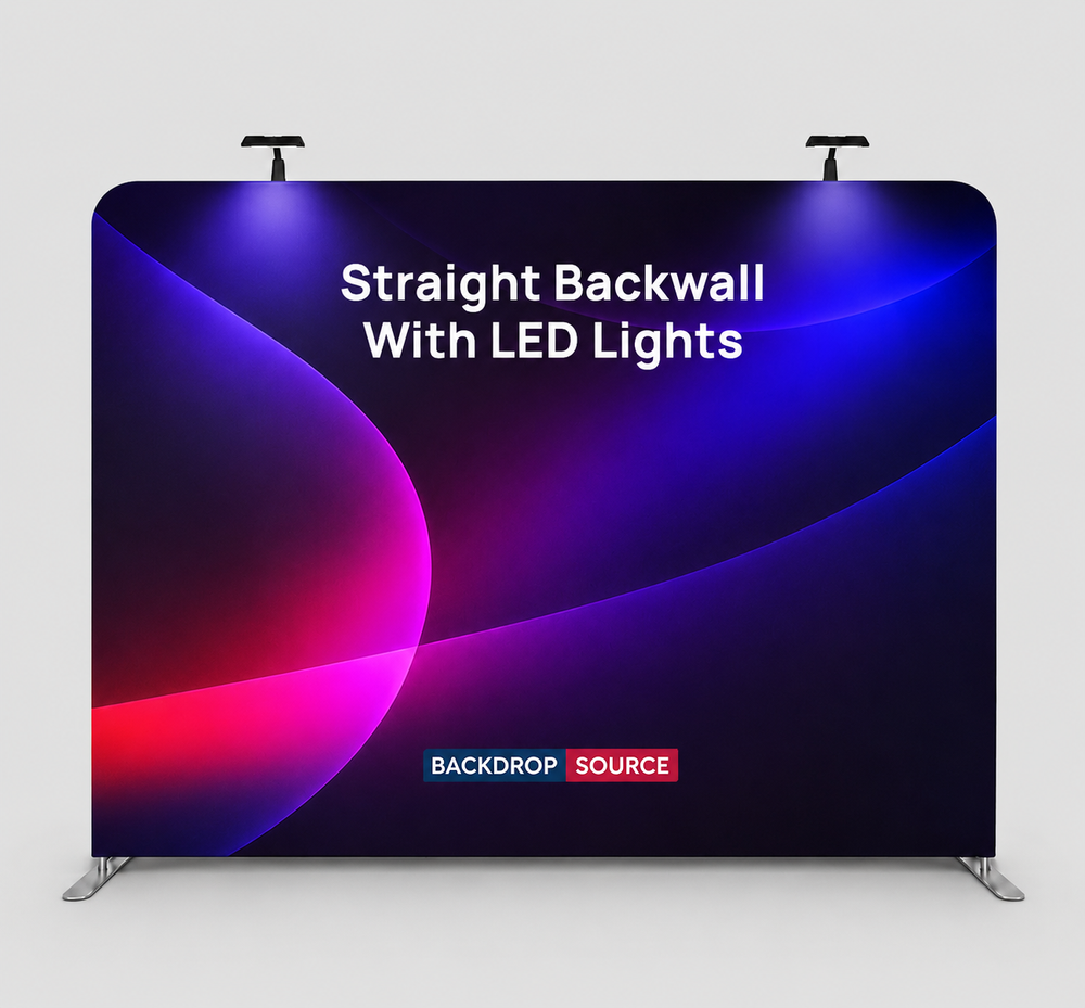 Premium Straight Fabric Wall with LED Spotlights
