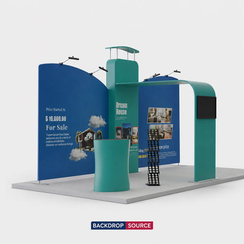 6m Inclined Straight Backdrop with 3D Wall & Arch Exhibition Kit
