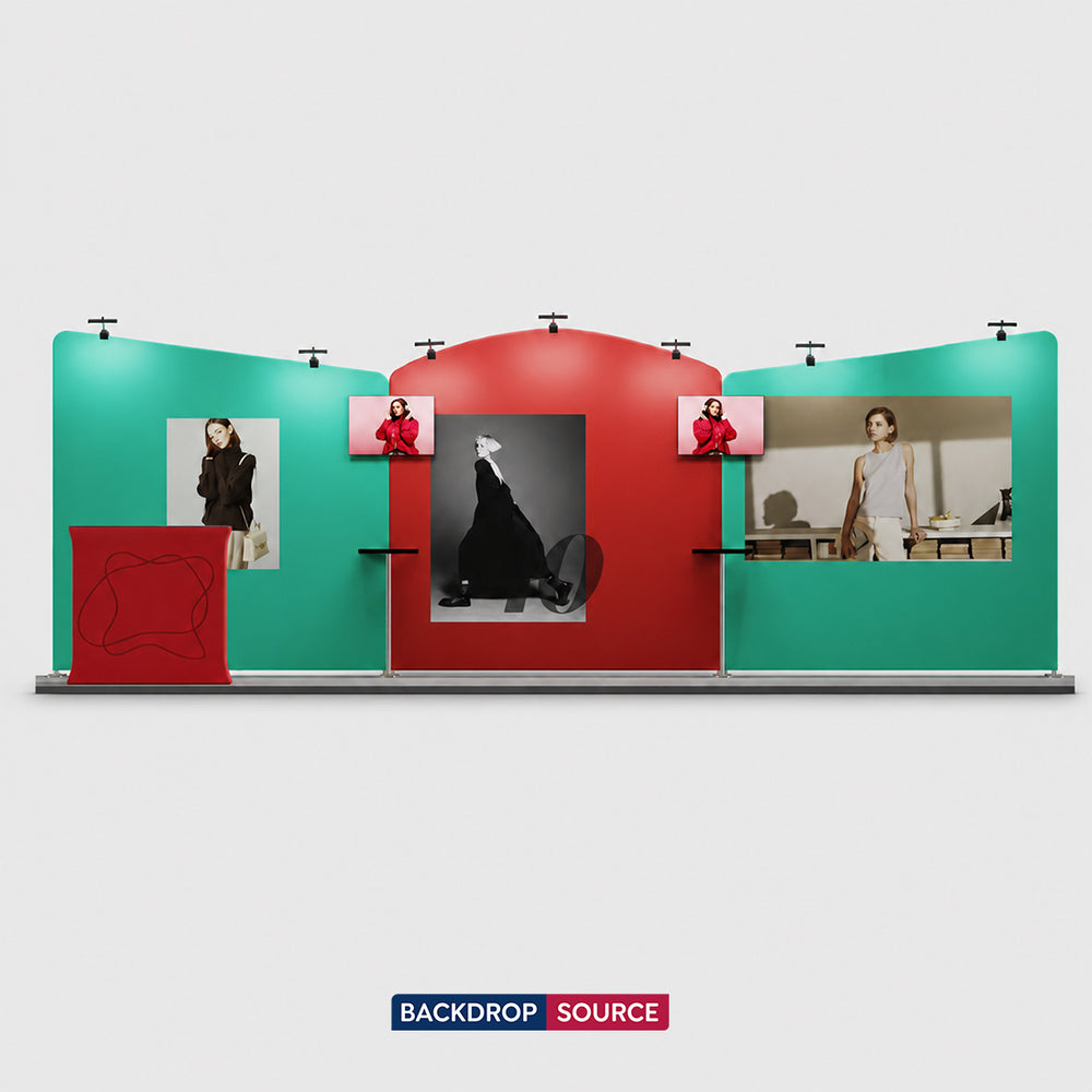 6x3m Straight Backdrop with 3D Wall & Arch Exhibition Kit