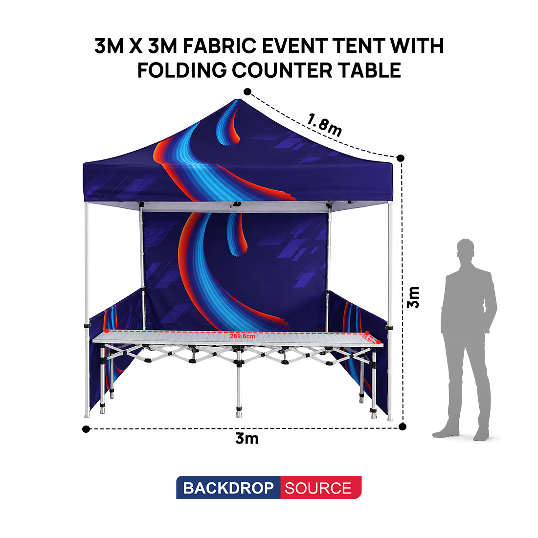 3m x 3m Fabric Event Tent with Folding Counter Table
