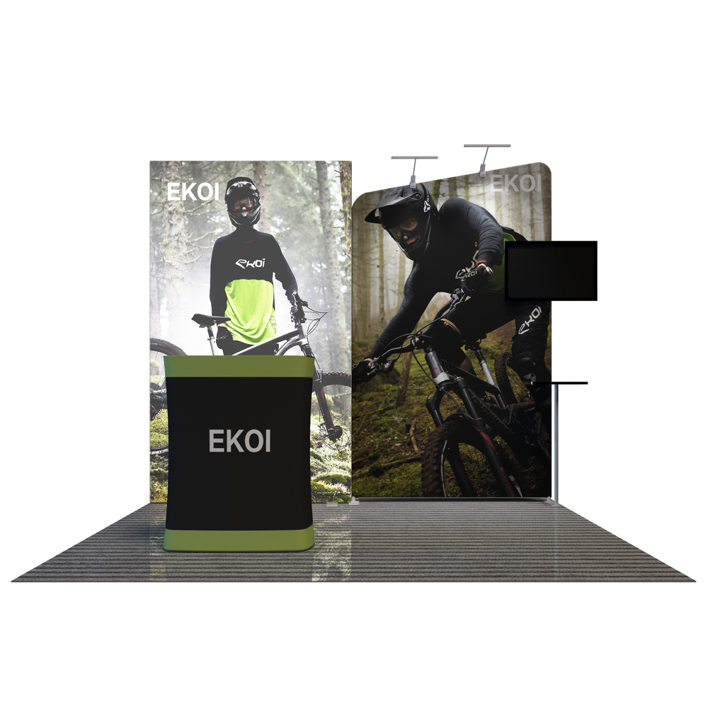 3x3m Fabric Wall Booth Kit with TV Mount & Inclined Display