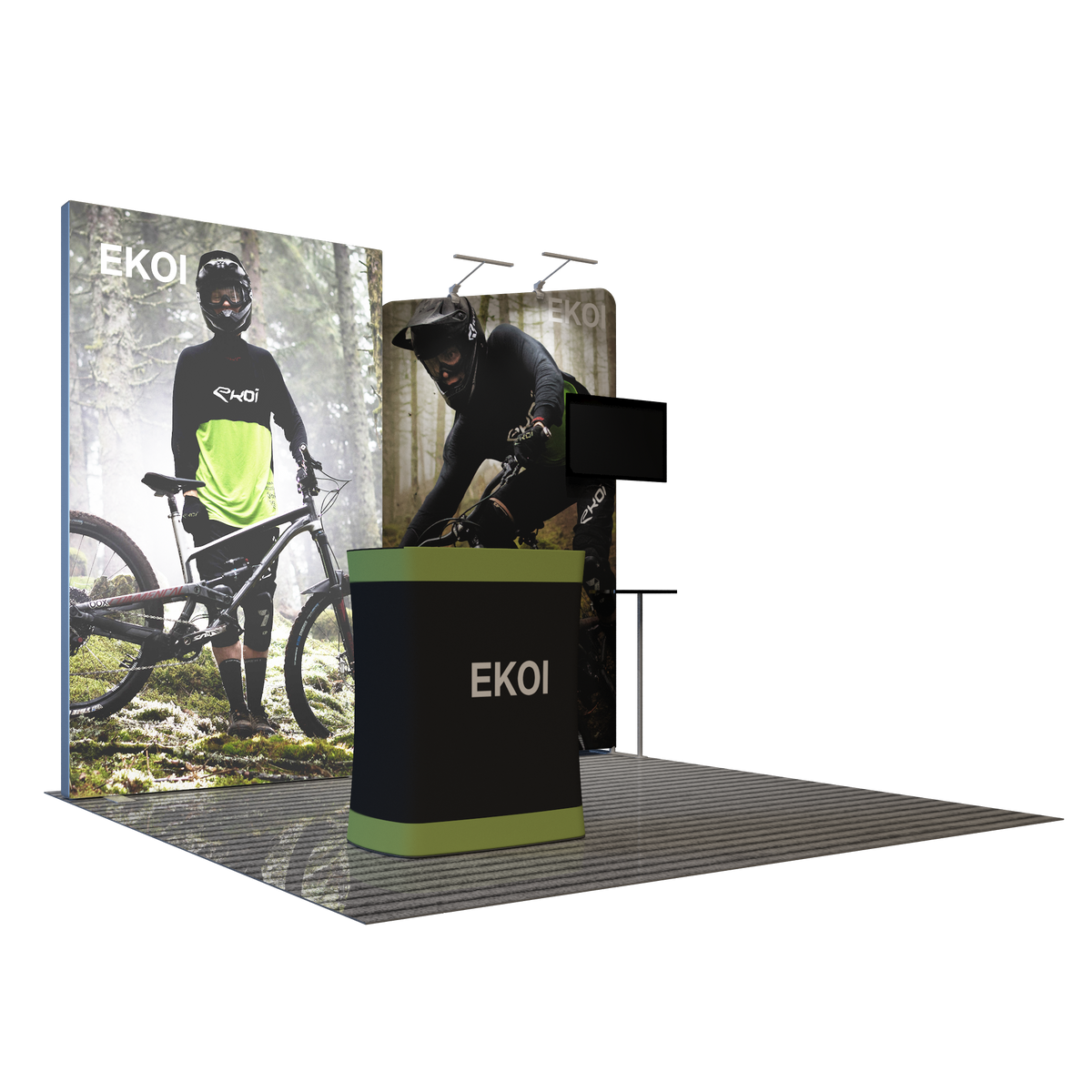 3x3m Fabric Wall Booth Kit with TV Mount & Inclined Display