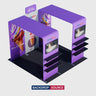 3x3m Booth Kit with Twin Square Arches, Shelving & TV Mount