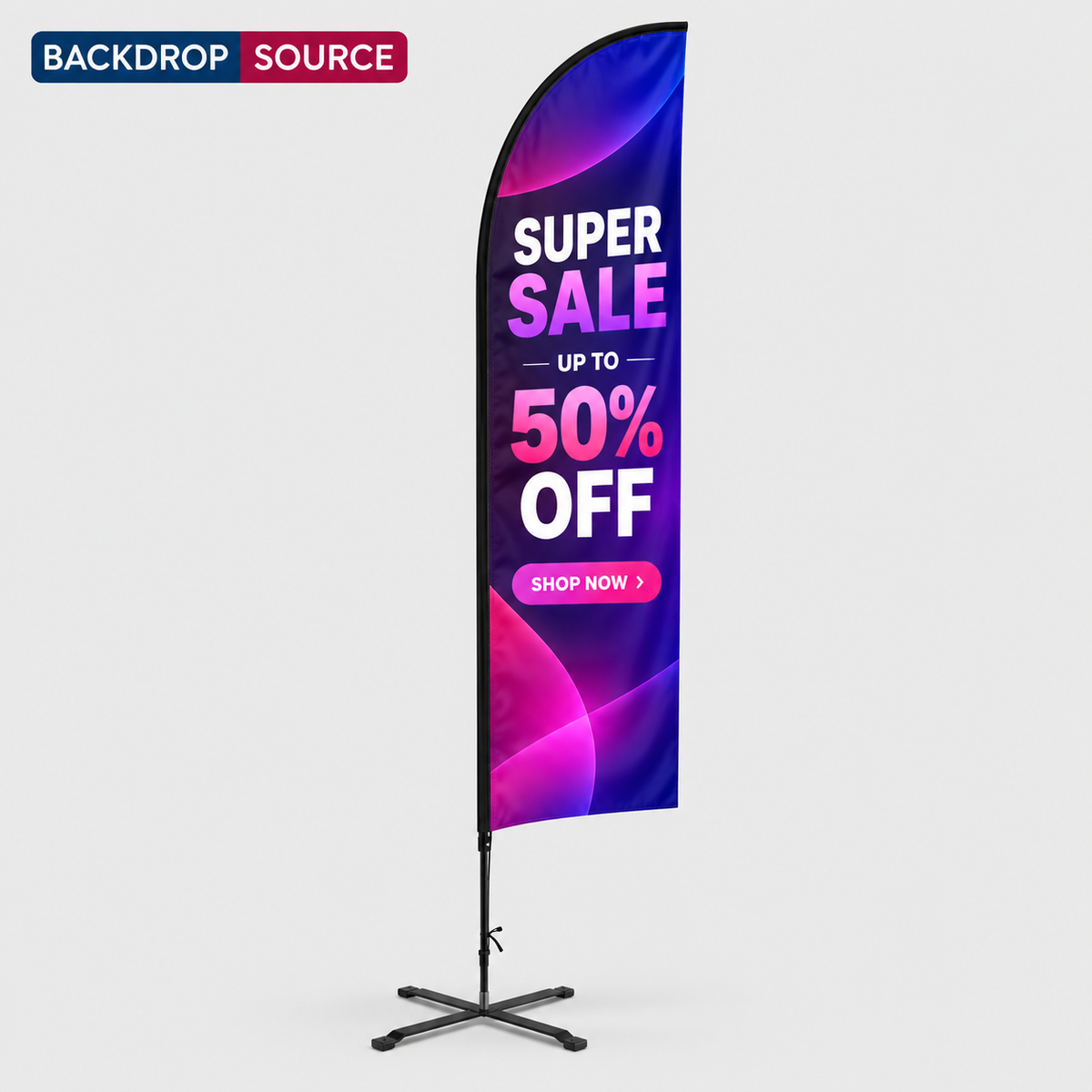 Duplex Printing Straight Flag with Uni-Fit Pole