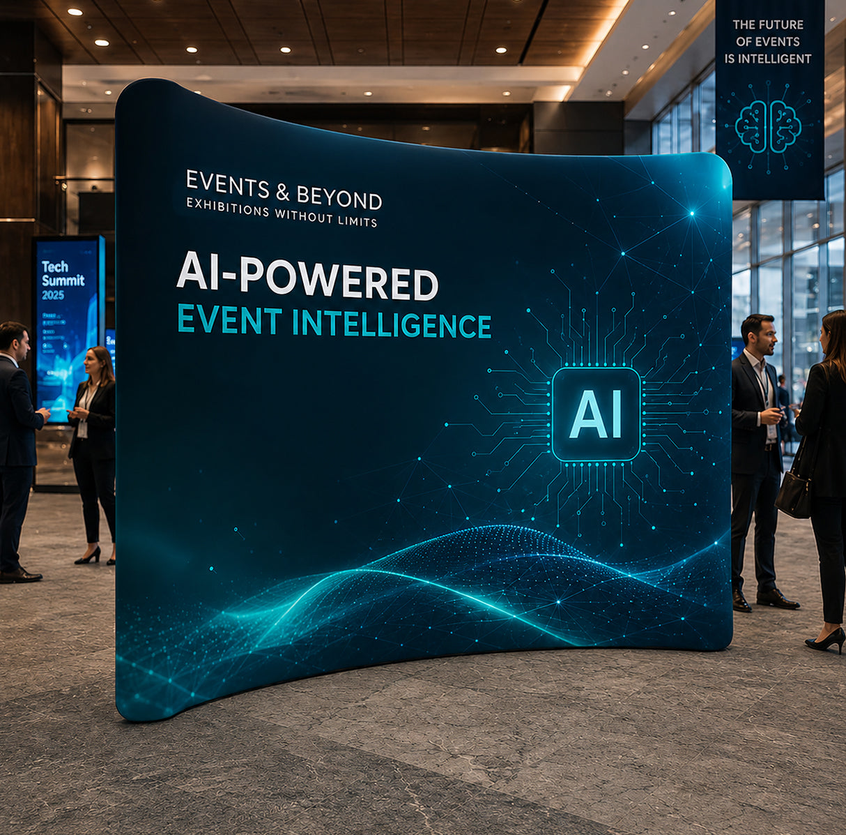 Curved Tension Fabric Portable Media Wall