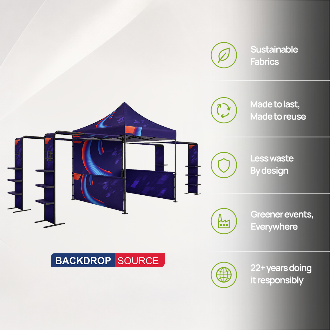 3m x 3m Fabric Canopy Kit with L-Shaped Wings & 4 TV Displays