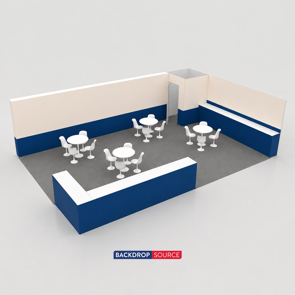 9x6m SEG Backwall Booth Kit with Lockable Storage Room & Counter