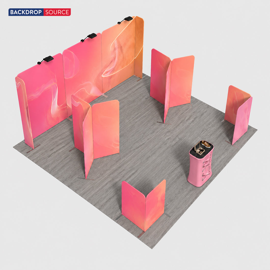 6x6m Magnetic Booth Kit with Y-Shape Walls & Reception Counter