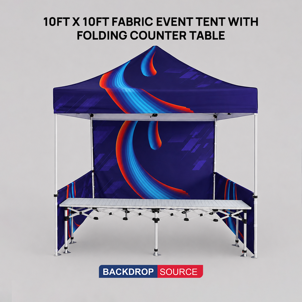 3m x 3m Fabric Event Tent with Folding Counter Table
