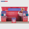 6x3m Booth Kit with Curved Towers, Shelving & Hanging Sign