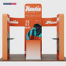 6x6m Booth Kit with 3D Wall Boxes, Curved Panels & Counter