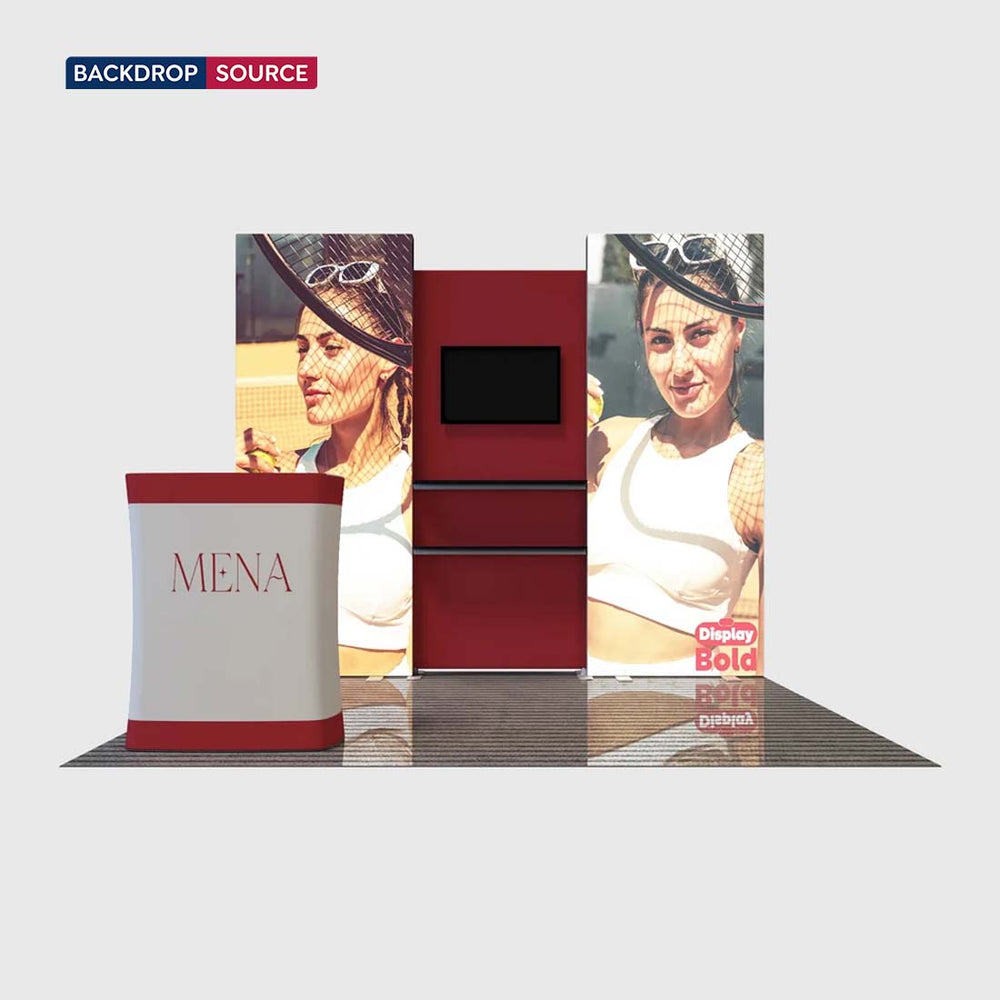 3x3m Fabric Wall Booth Kit with TV Mount & Shelving