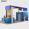 6x6m Booth Kit with Enclosed Storage Room, TV Arch & 5 Counters