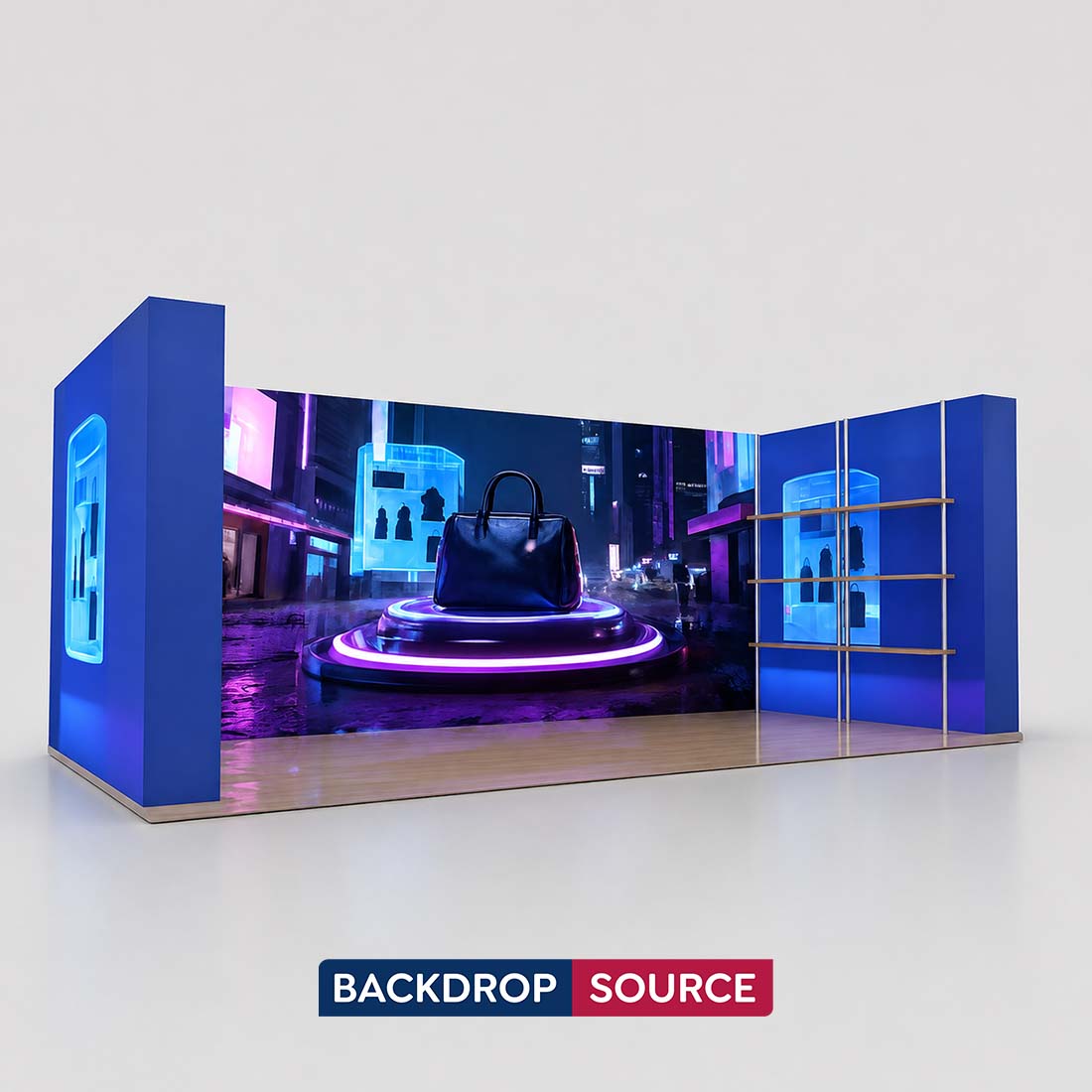 3x6m 3D Media Wall Booth Kit with 12 Display Shelves
