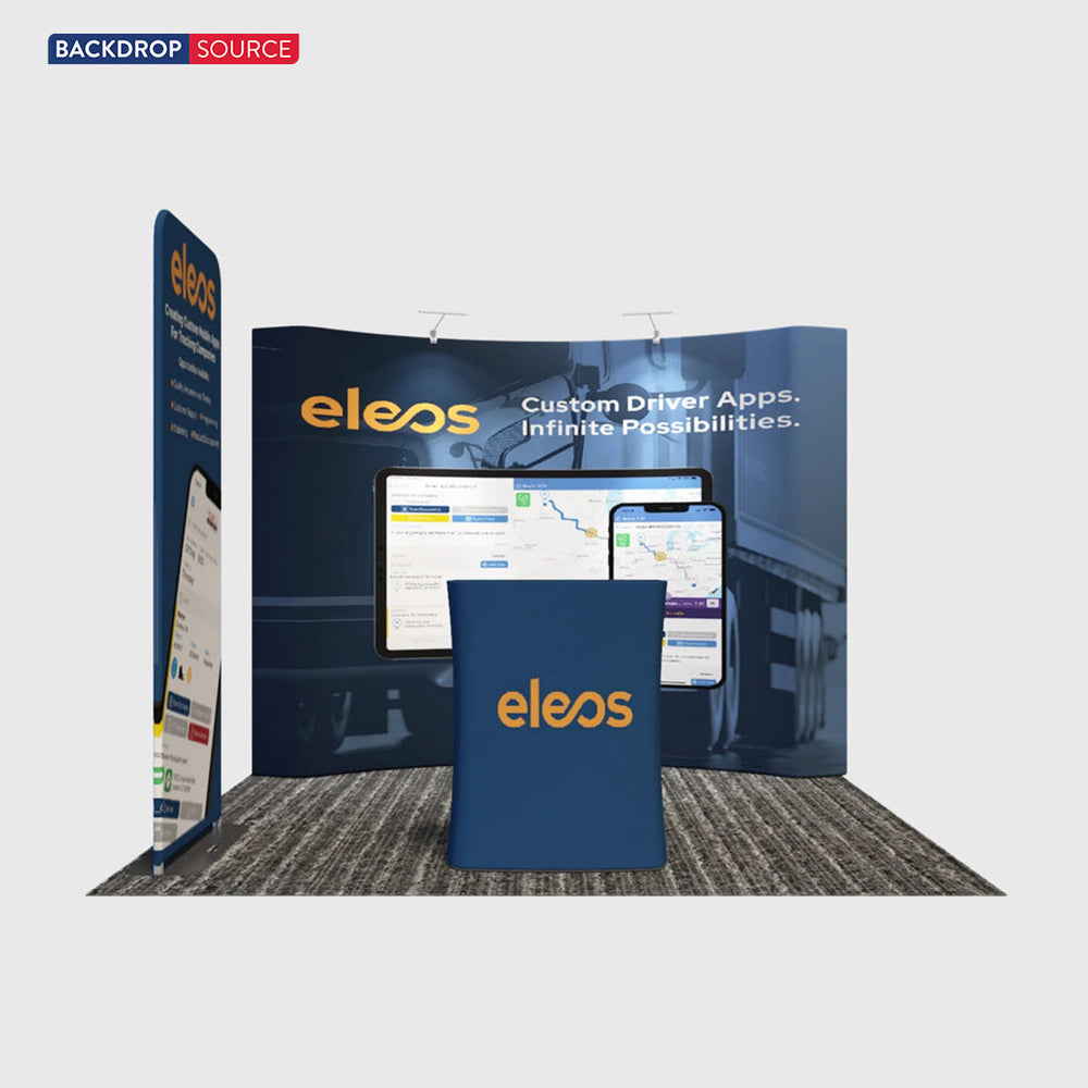 3x3m Curved Wall Booth Kit with Banner Stand & Counter