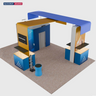 6x6m Booth Kit with Enclosed Storage Room, TV Arch & 5 Counters
