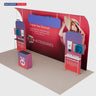 6x3m Booth Kit with Curved Towers, Shelving & Hanging Sign