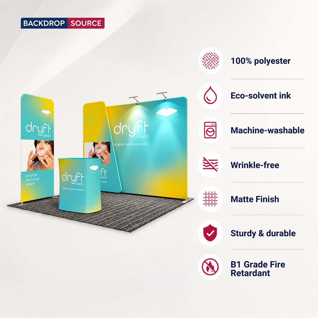 3x3m Booth Kit with Straight Wall, Overlap Stand & Banner