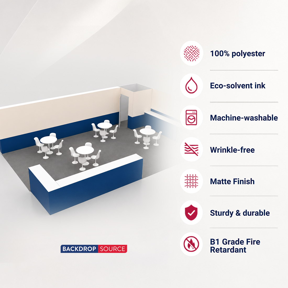 9x6m SEG Backwall Booth Kit with Lockable Storage Room & Counter