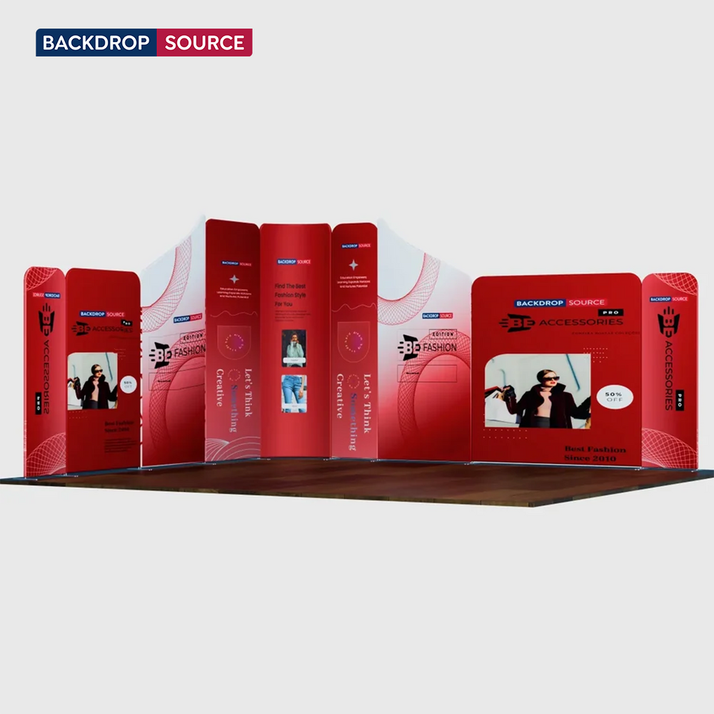 4x4m Magnetic Fabric Booth Wall with 9 Mixed Panels