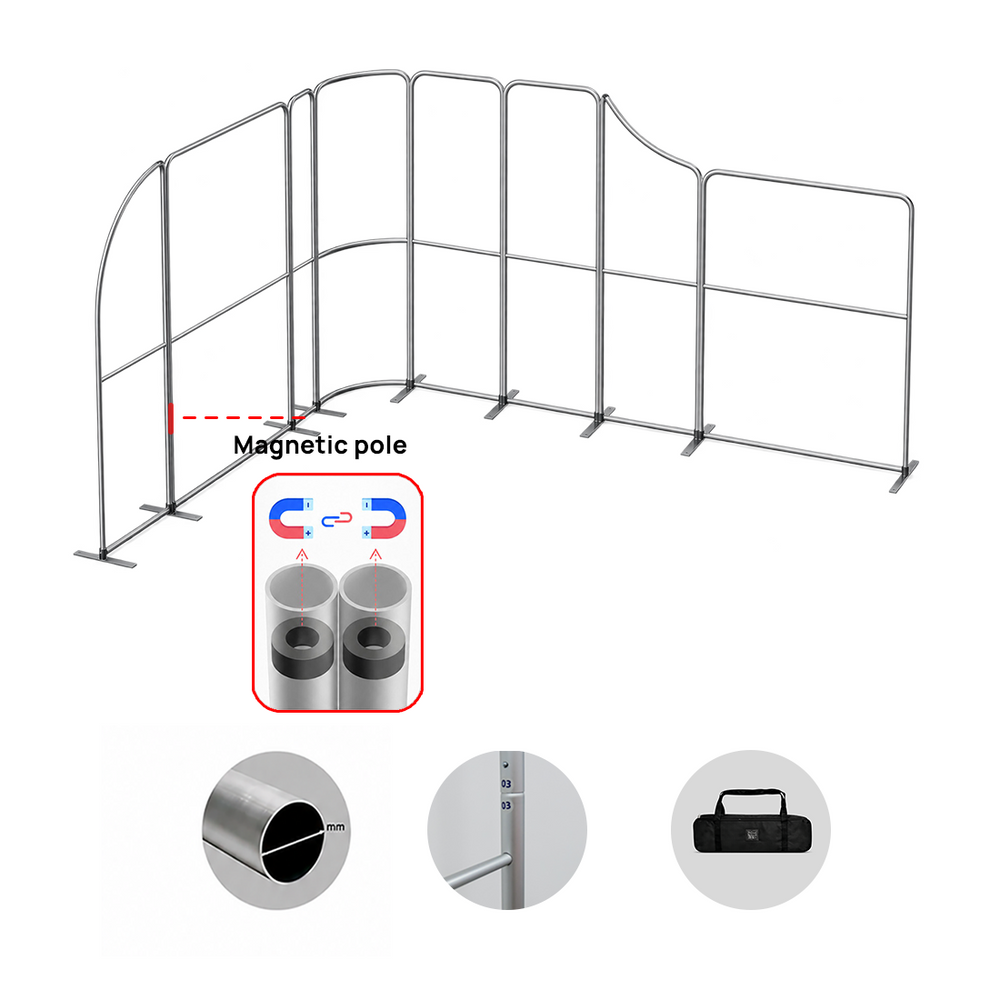 5x4m Magnetic Fabric Booth Wall with Modular Panels