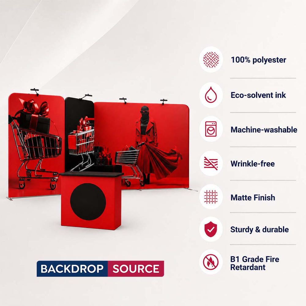 3x6m Enclosed Booth Kit with 6m Backwall & Pop-Up Counter