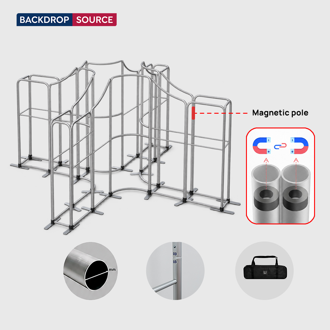 5x5m Magnetic Fabric Booth Wall with Curved & Slope Panels