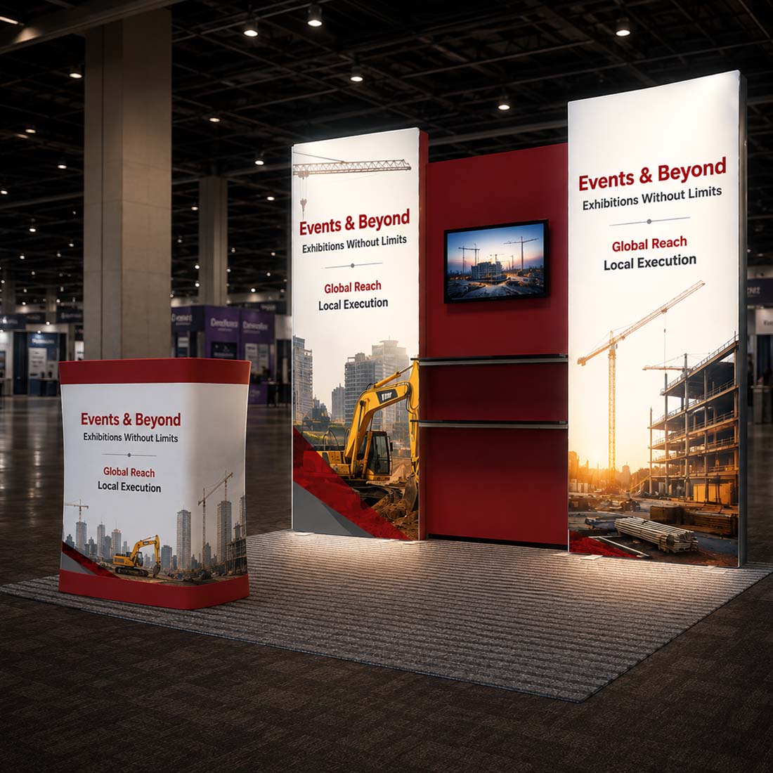 3x3m Fabric Wall Booth Kit with TV Mount & Shelving