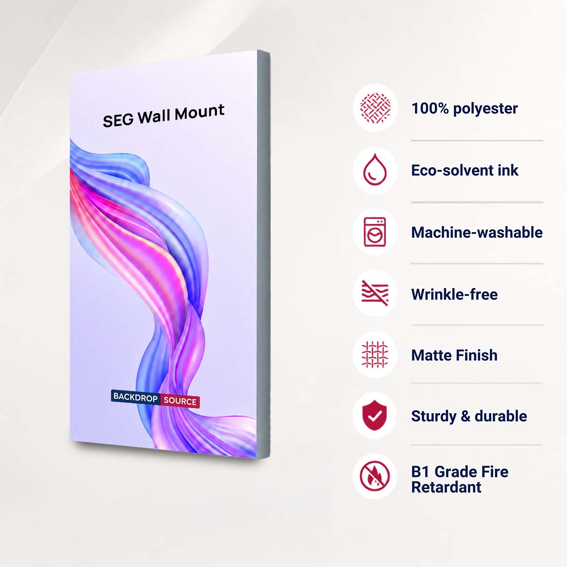 Wall-Mounted SEG Fabric display - 20mm Depth