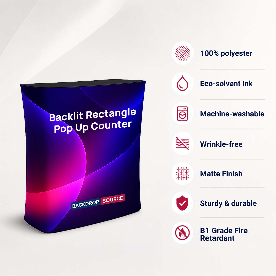 Backlit Fabric Rectangle Pop Up Counter