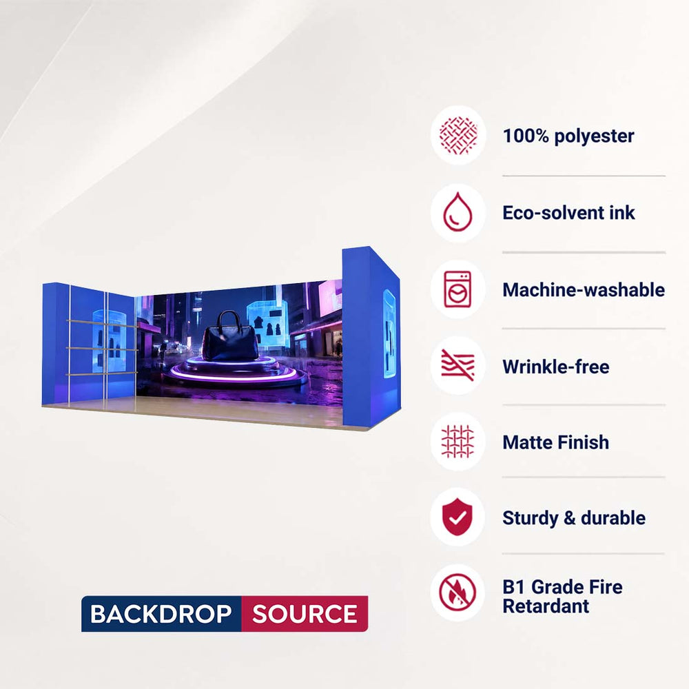 3x6m 3D Media Wall Booth Kit with 12 Display Shelves