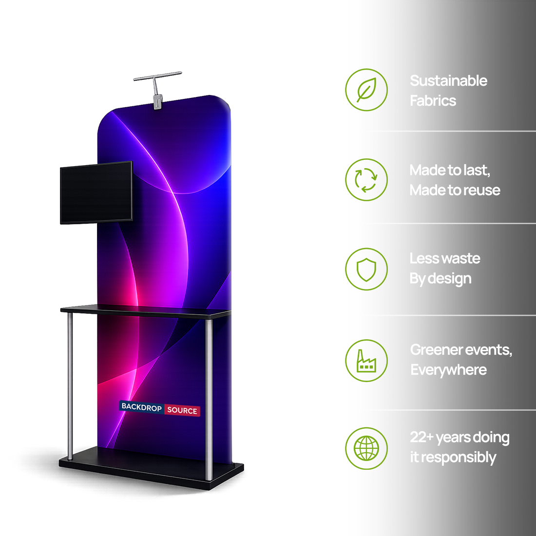 Exhibition Display Stand with Shelving & TV Mount