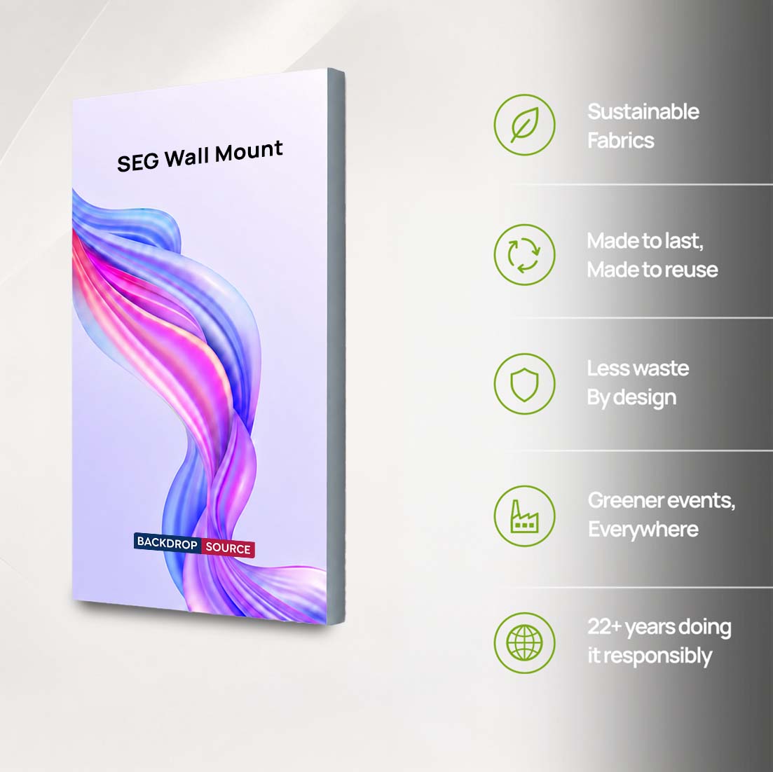 Wall-Mounted SEG Fabric display - 20mm Depth