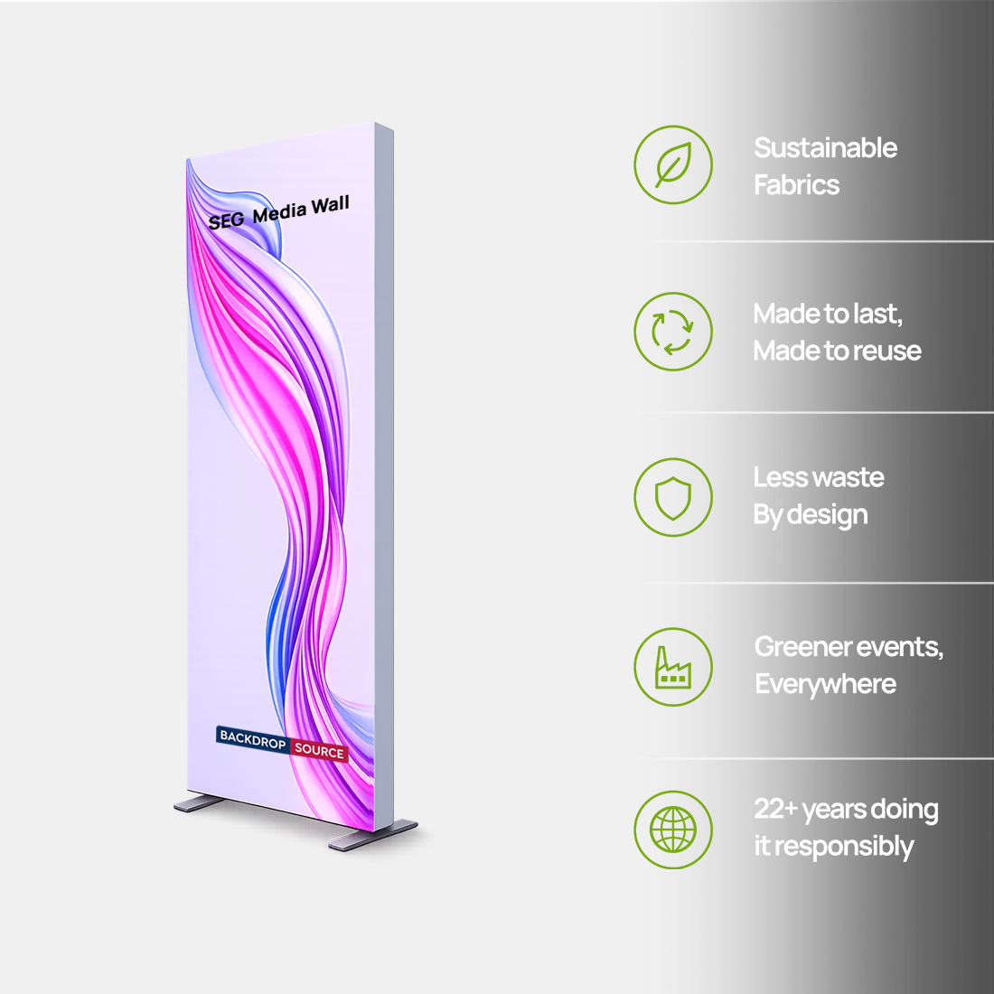 SEG Fabric Media Wall - 0.85m W x 2m H