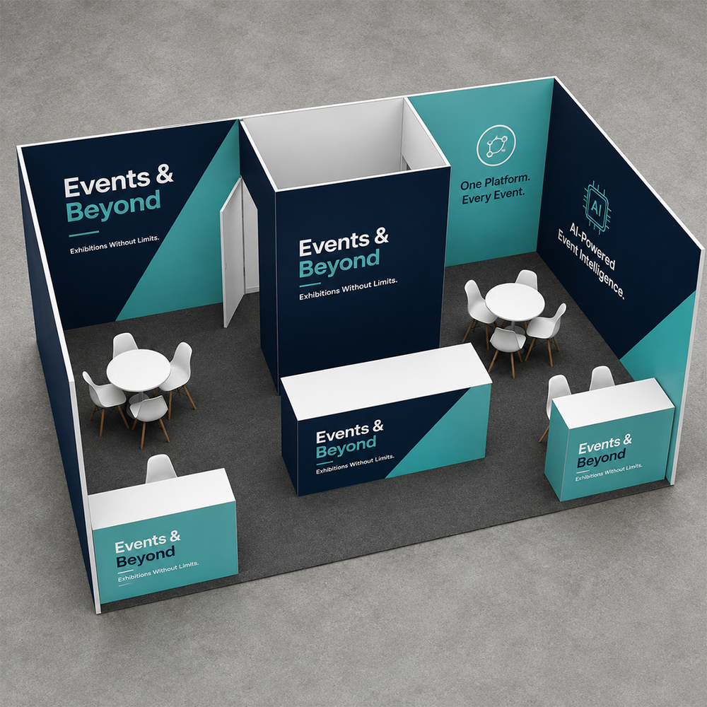 9x6m SEG Booth Kit with Private Meeting Room & 3 Counters