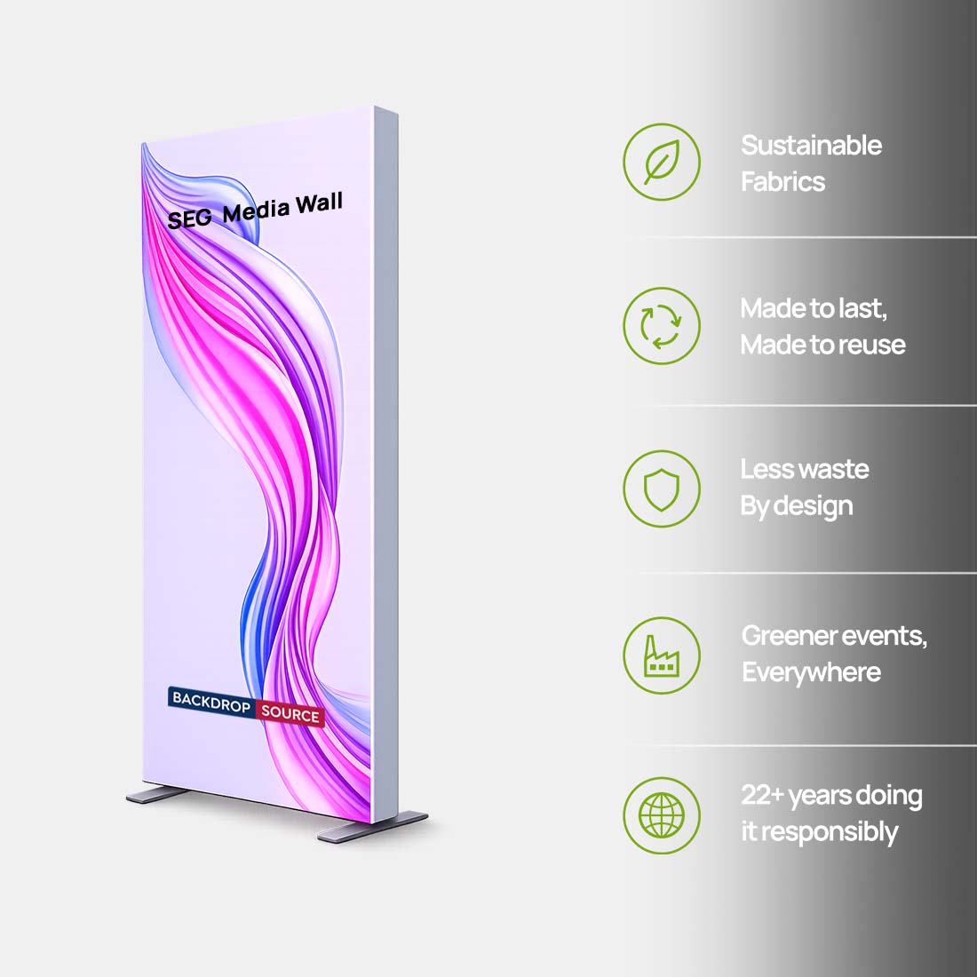SEG Fabric Media Wall - 1m W x 2m H
