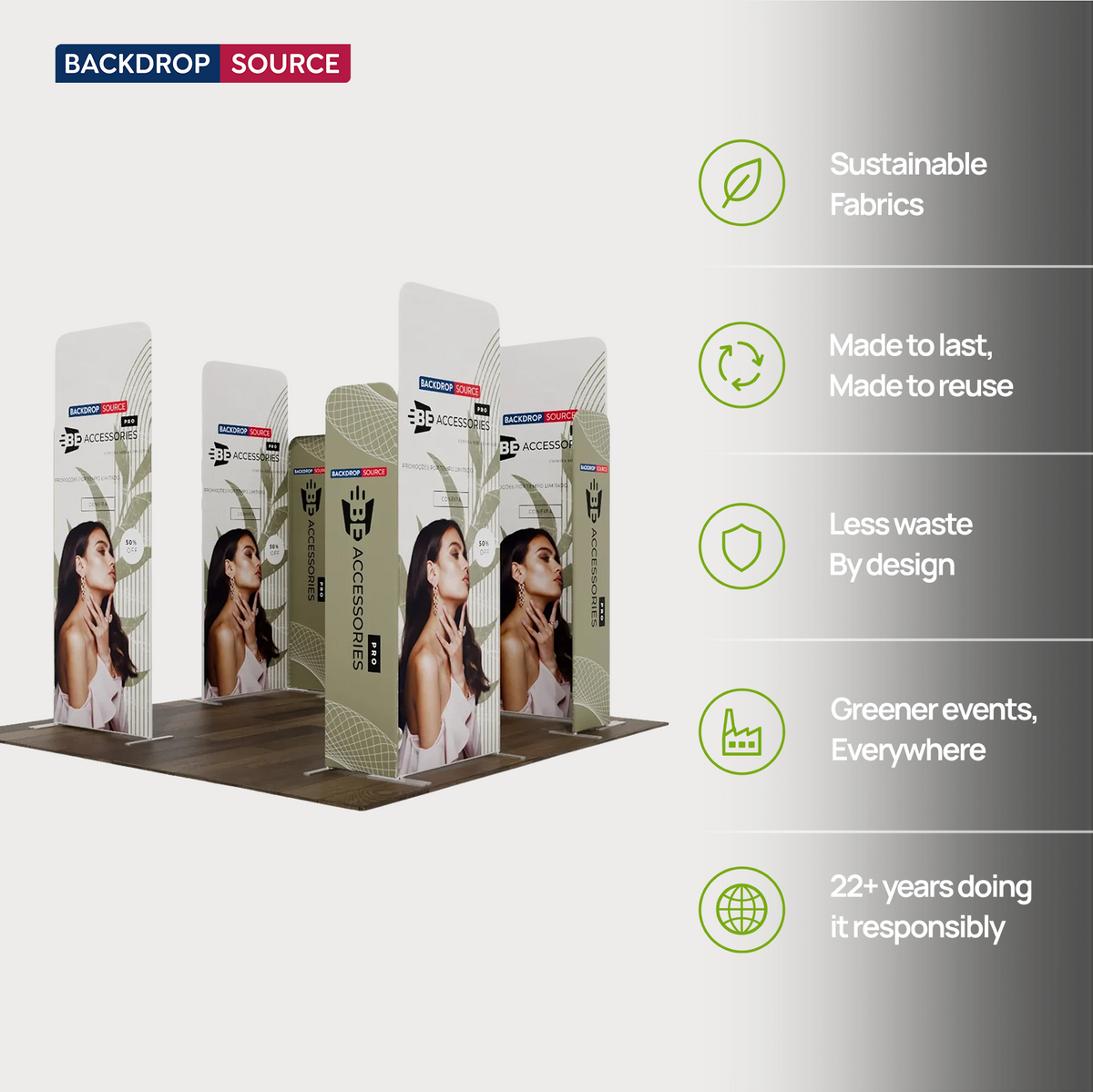 3x3m Magnetic Fabric Booth Wall with 8 Panels