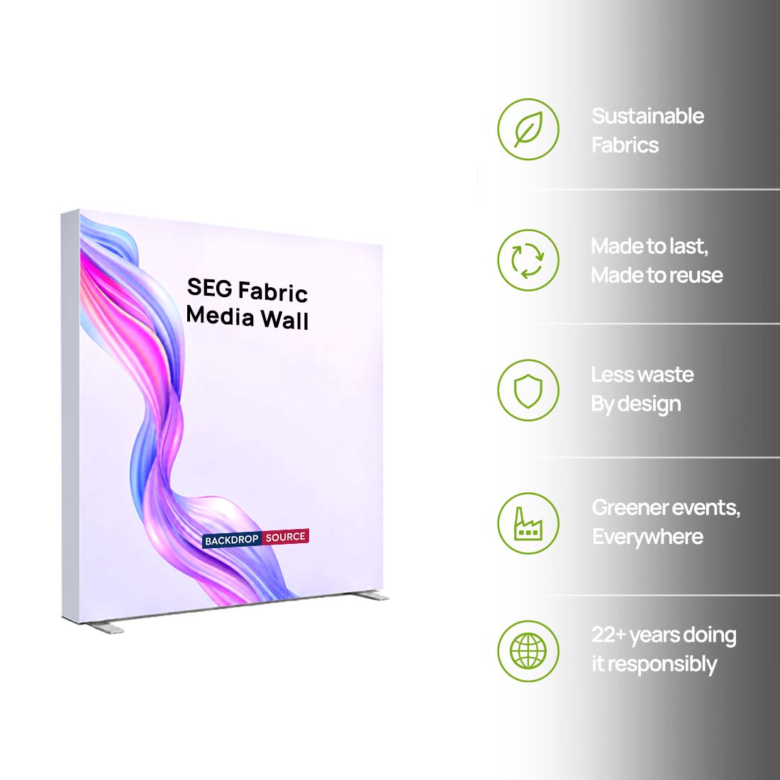 Non-Backlit SEG Fabric Media Wall - 2.5m W x 2.5m H