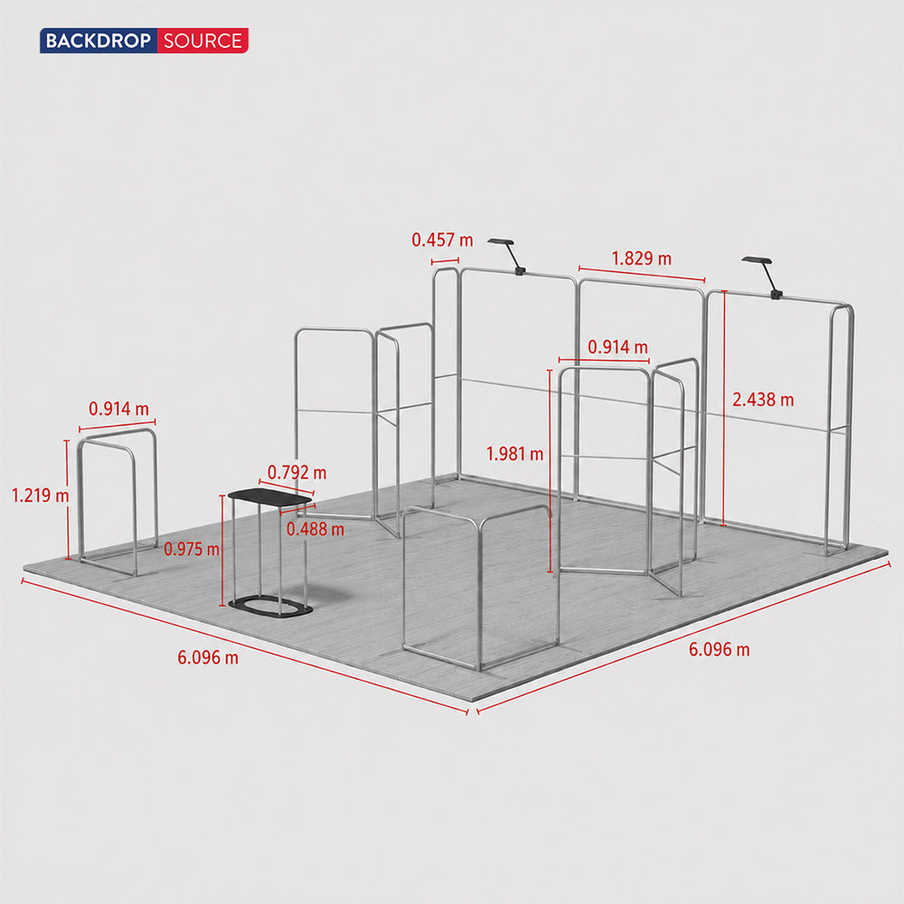 6x6m Magnetic Booth Kit with Y-Shape Walls & Reception Counter