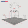 6x6m Island Booth with Hexagon Lounge Enclosure & Hanging Sign