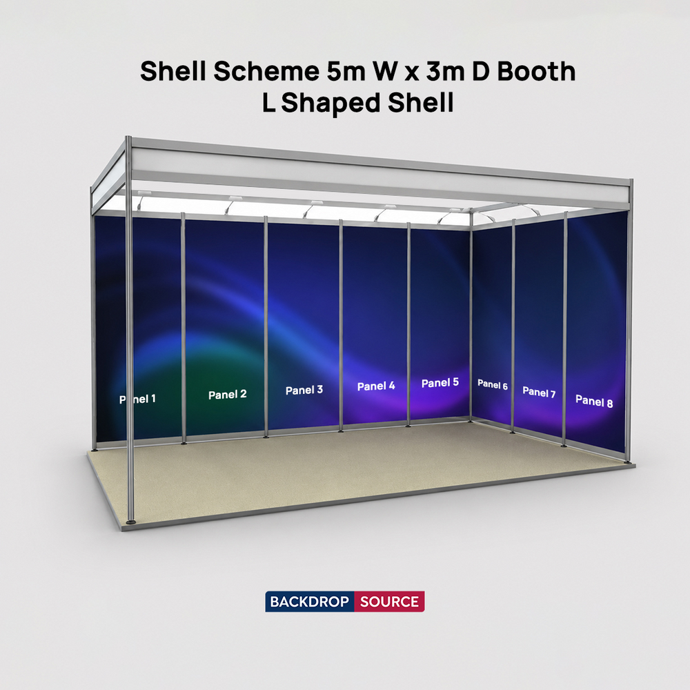 Shell scheme Exhibition Graphics for 5m Wide x 3m Depth Booth