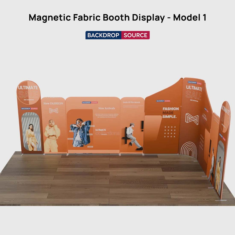 6x6m Magnetic Fabric Booth Wall with Mixed Curved & Angled Panels
