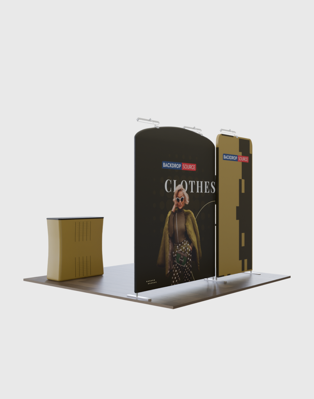 3x3m Booth Kit with Sloped & Straight Walls, Counter & TV Mount