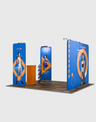 3x3m Booth Kit with Backwall, 2 Banners, TV Shelf & Oval Counter